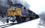 Crippling East Coast ice storm of Feb. 11, 1994, brought transportation to a standstill, including this CSX coal train